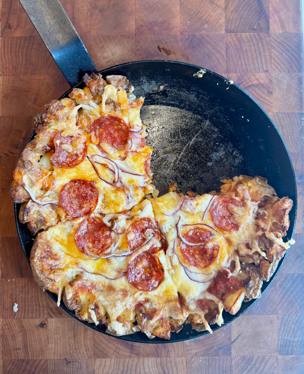 Cast Iron "Smashed" Upstate Abundance Potato Pizza